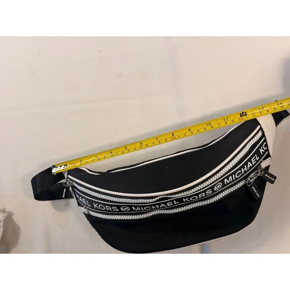 Michael Kors Kenly Medium Logo Tape Nylon Belt Bag Black